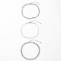 Cinthia Anklet 3 Piece Set Silver Plated 9" with 2" Extender
