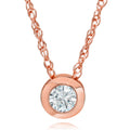 1/3ct Round Bezel Solitaire Diamond Pendant Rose Gold