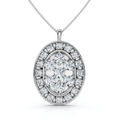 Certified 2 1/2Ct Oval Diamond Cluster Pendant 14k Gold Lab Grown Size: 3/4" Tall