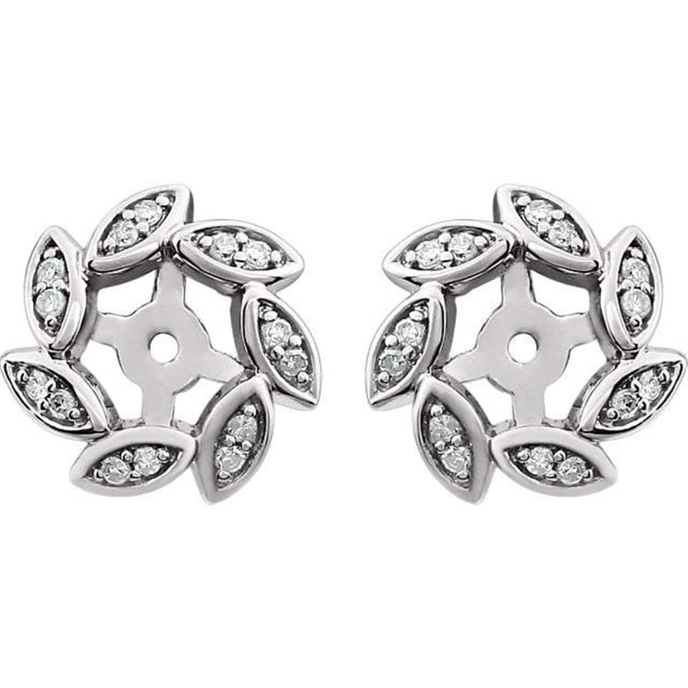 14Kt White 1/10 Ctw Diamond Earring Jackets (up to 4mm)