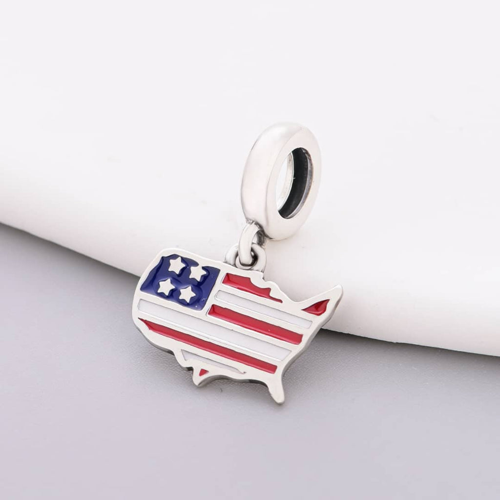 United States Map Flag Dangle Charm