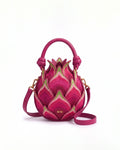 Dragon Fruit Embroidered Top Handle Bag - Pink