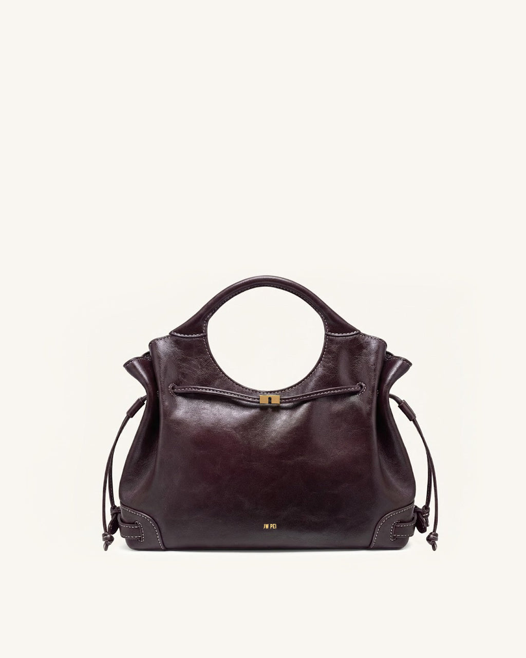 Virelle Waxed Vegan Leather Drawstring Tote Bag - Burgundy