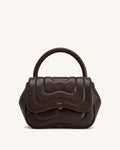Tina Quilted Flap Top Handle Bag - Dark Brown