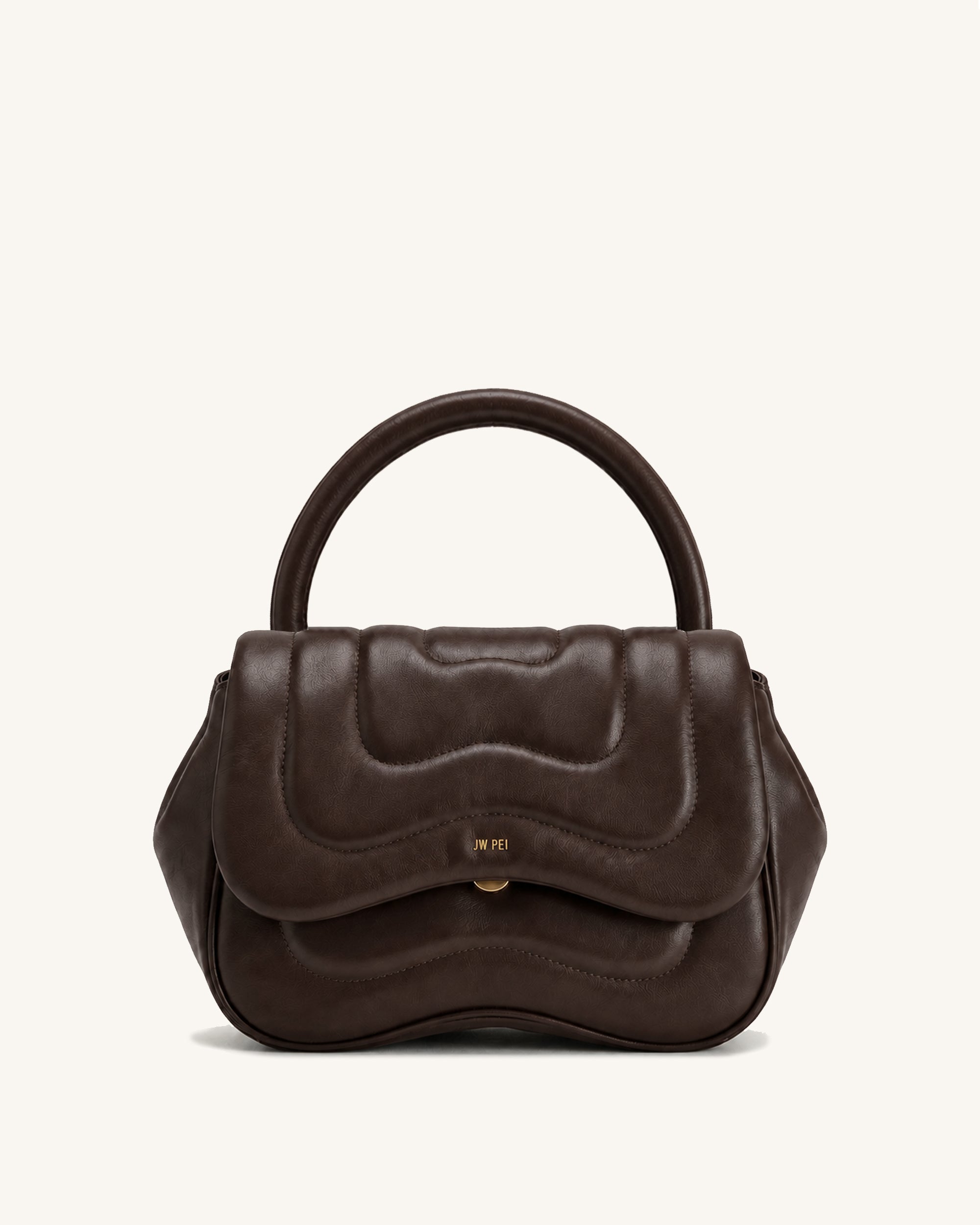 Tina Quilted Flap Top Handle Bag - Dark Brown