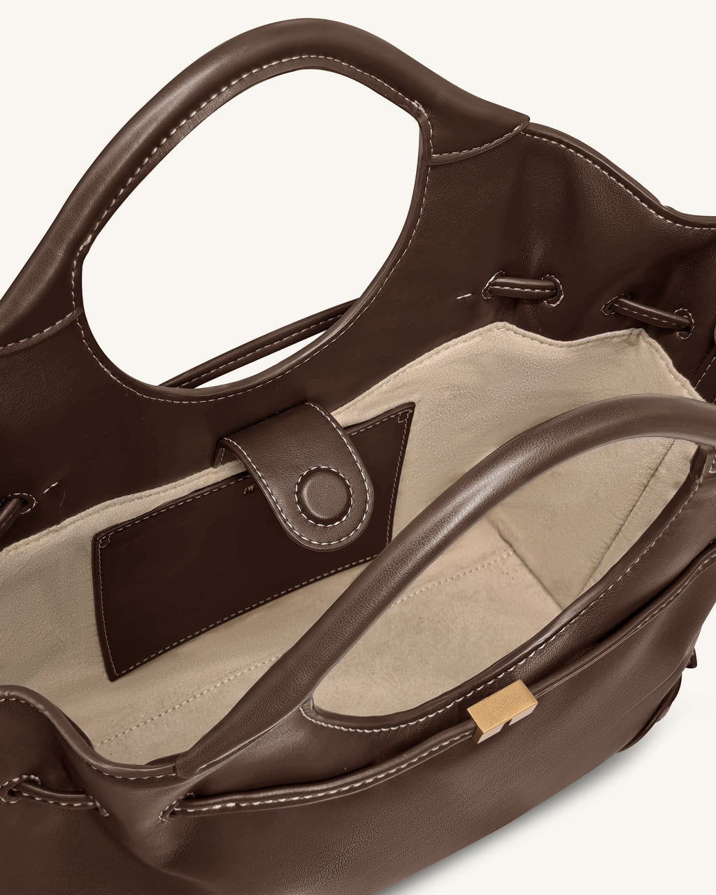 Virelle Drawstring Tote Bag - Brown