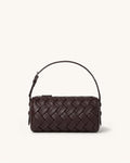 Orla Woven Barrel Shoulder Bag - Dark Brown