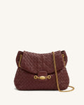 Yara Woven Chain Shoulder Bag - Deep Burgundy