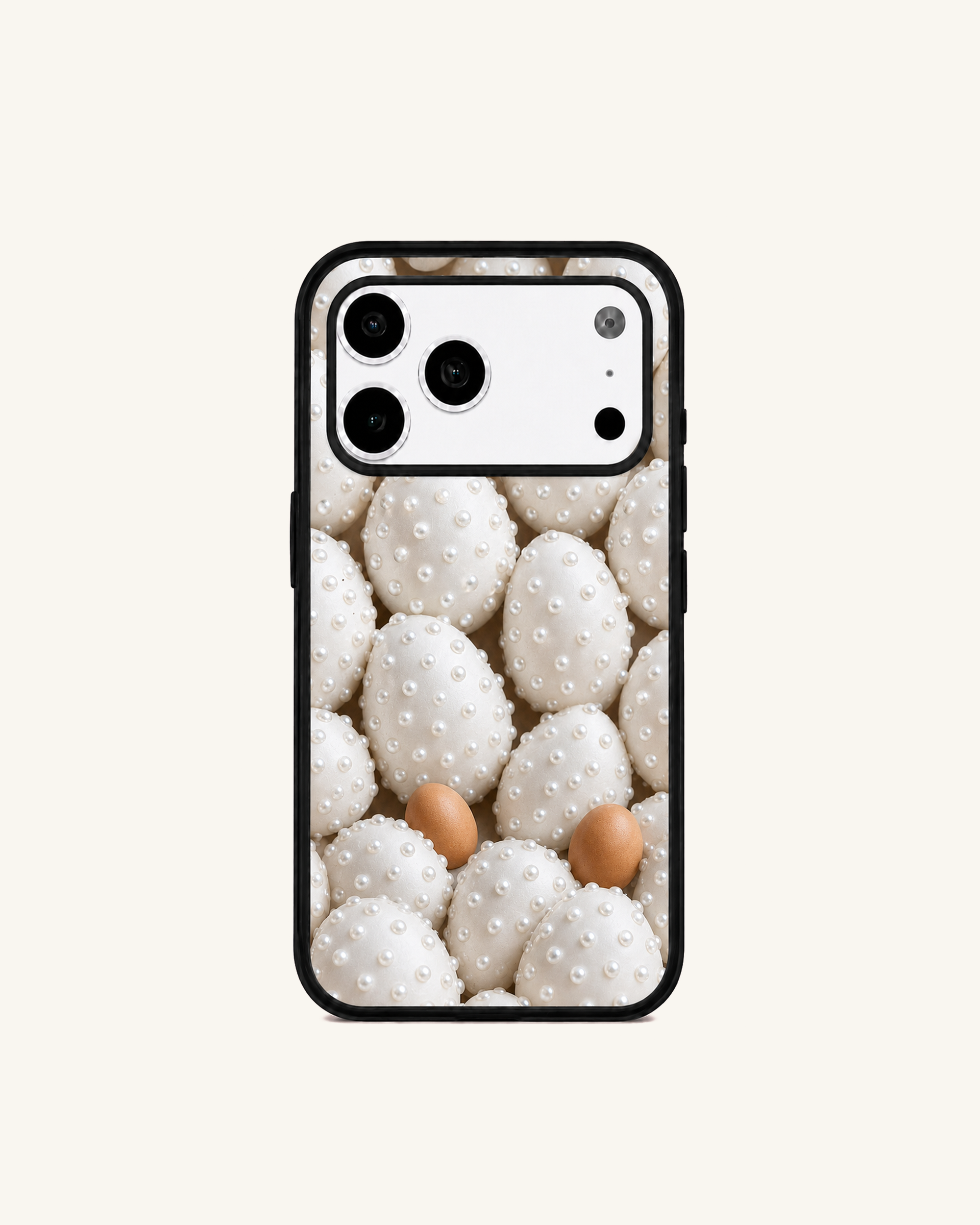 Pearl Egg Pattern Phone Case – White