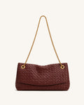 Yara Woven East-West Chain Bag - Burgundy