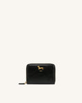 Maeve Dachshund Metal Emblem Zip Wallet - Black