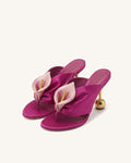Calla Lily Ruched Flower Mules - Fuchsia