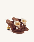 Calla Lily Ring Flower Mules - Brown