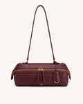 Thea Pebbled Cylinder Shoulder Bag - Burgundy