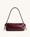 Orla Woven Knotted Shoulder Bag - Burgundy