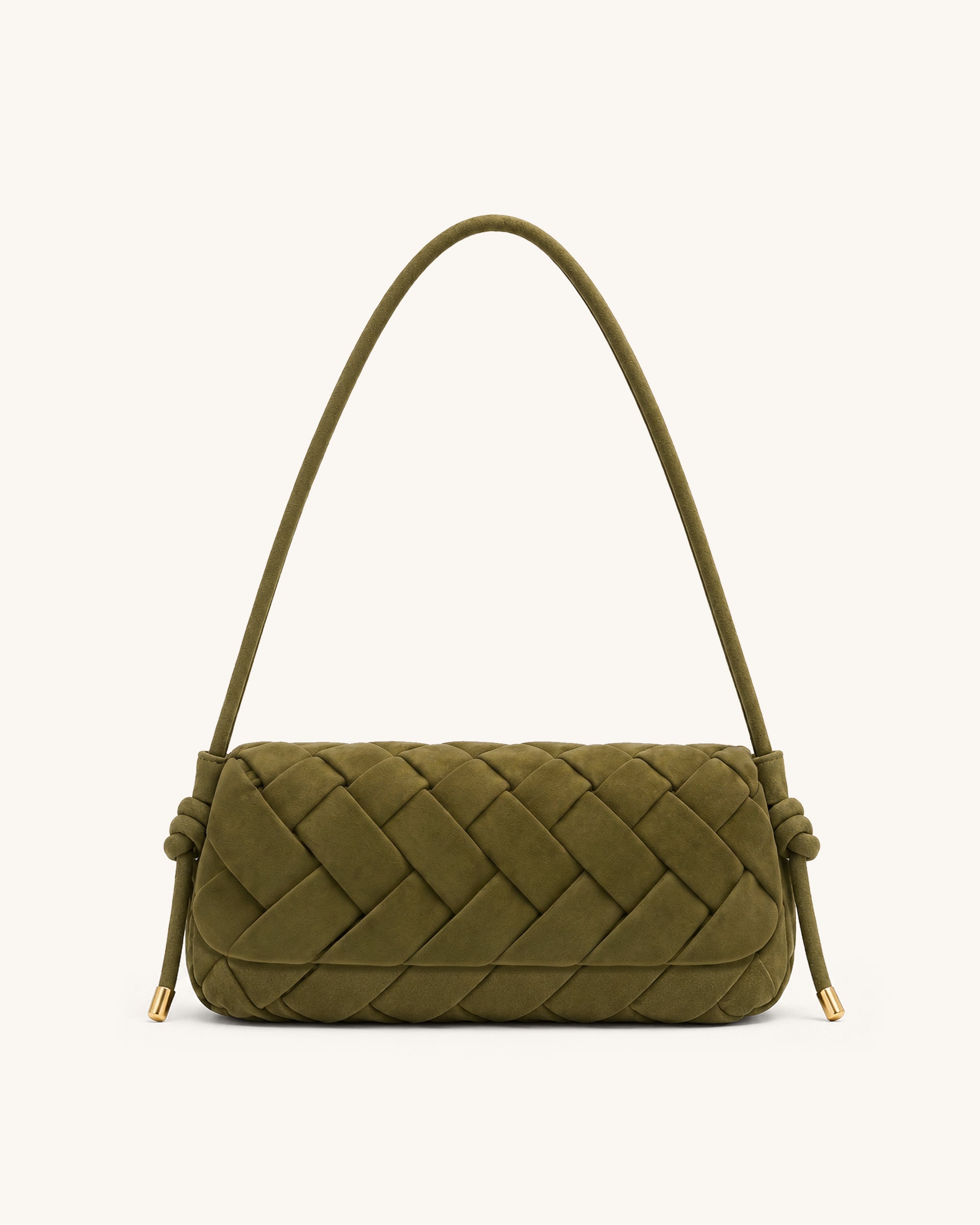 Orla Faux Suede Knotted Shoulder Bag - Green