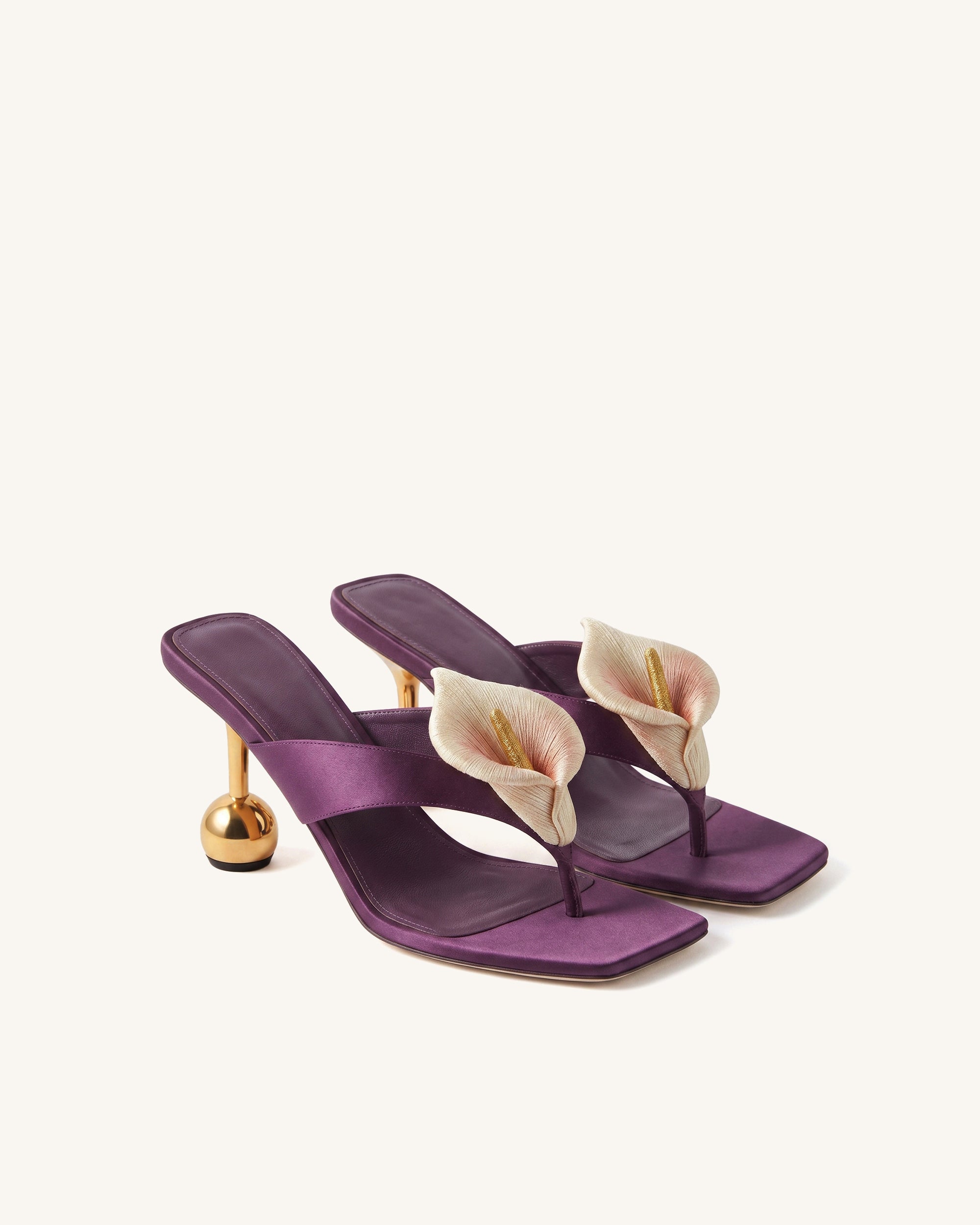 Calla Lily Sphere Heel Mules - Purple