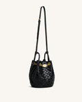 Yara Mini Woven Bucket Bag - Black