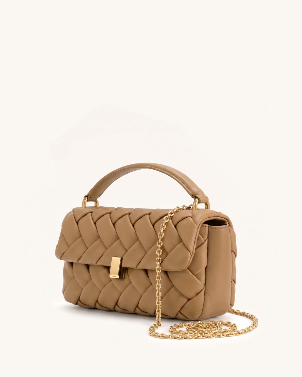 Orla Woven Flap Crossbody Bag - Camel