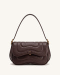 Tina Quilted Flap Shoulder Bag - Dark Brown