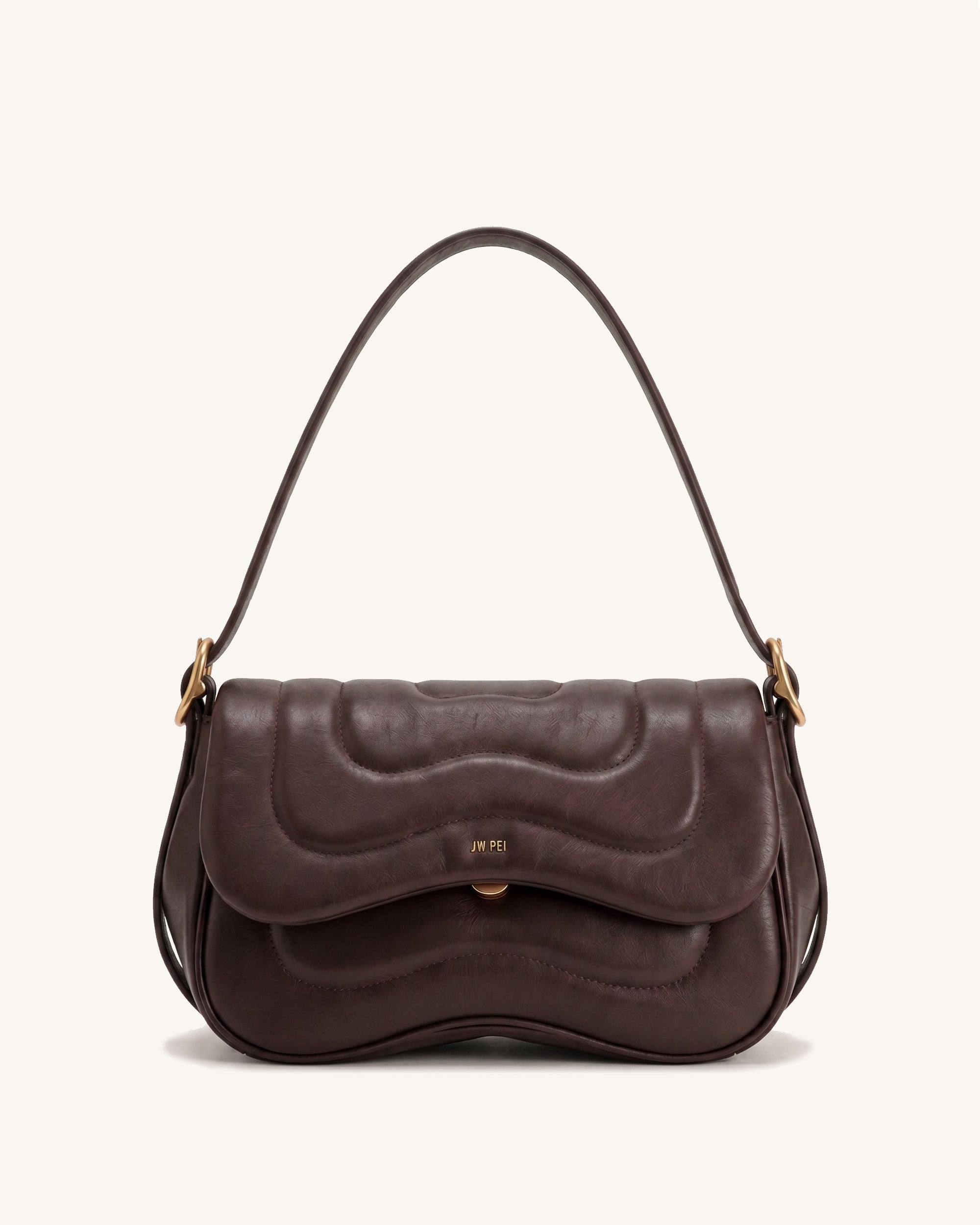 Tina Quilted Flap Shoulder Bag - Dark Brown