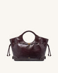 Virelle Waxed Vegan Leather Drawstring Tote Bag - Burgundy