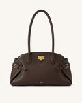 Ziva Winged Long Handle Tote Bag - Dark Brown