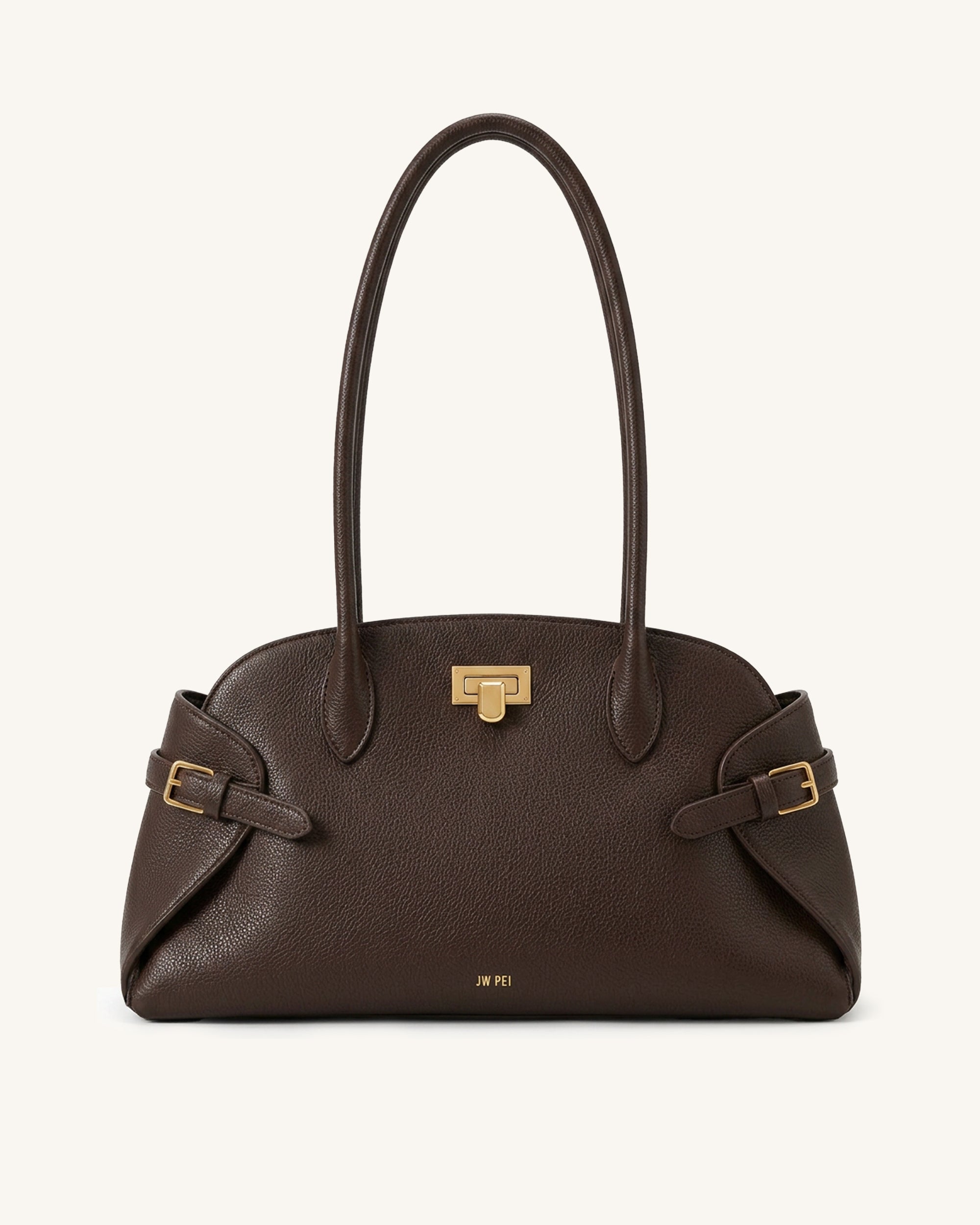Ziva Winged Long Handle Tote Bag - Dark Brown