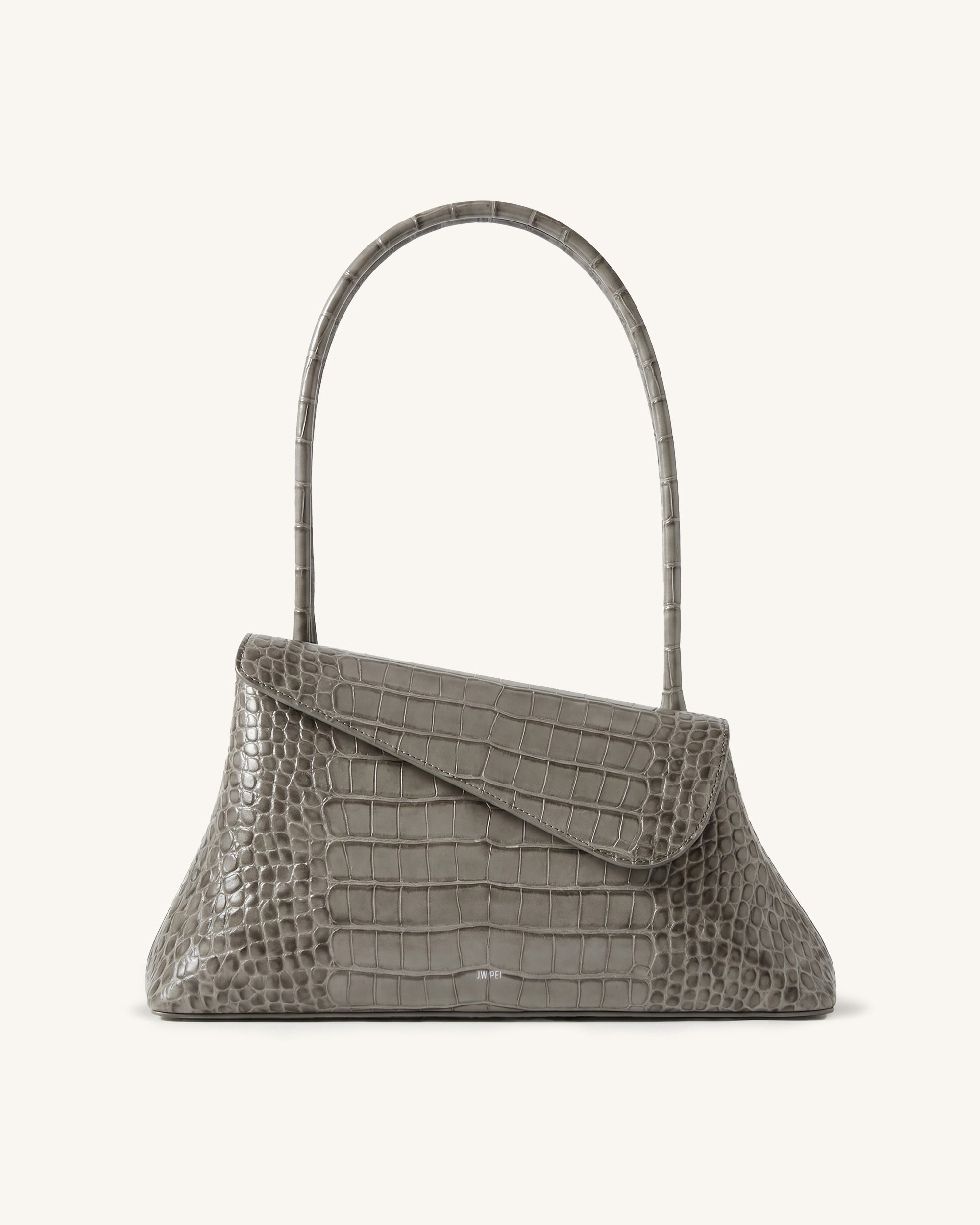 Addisyn Croc Shoulder Bag - Grey