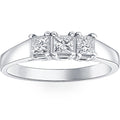 1ct Three Stone Princess Cut Diamond Ring 14K White Gold Size Selectable
