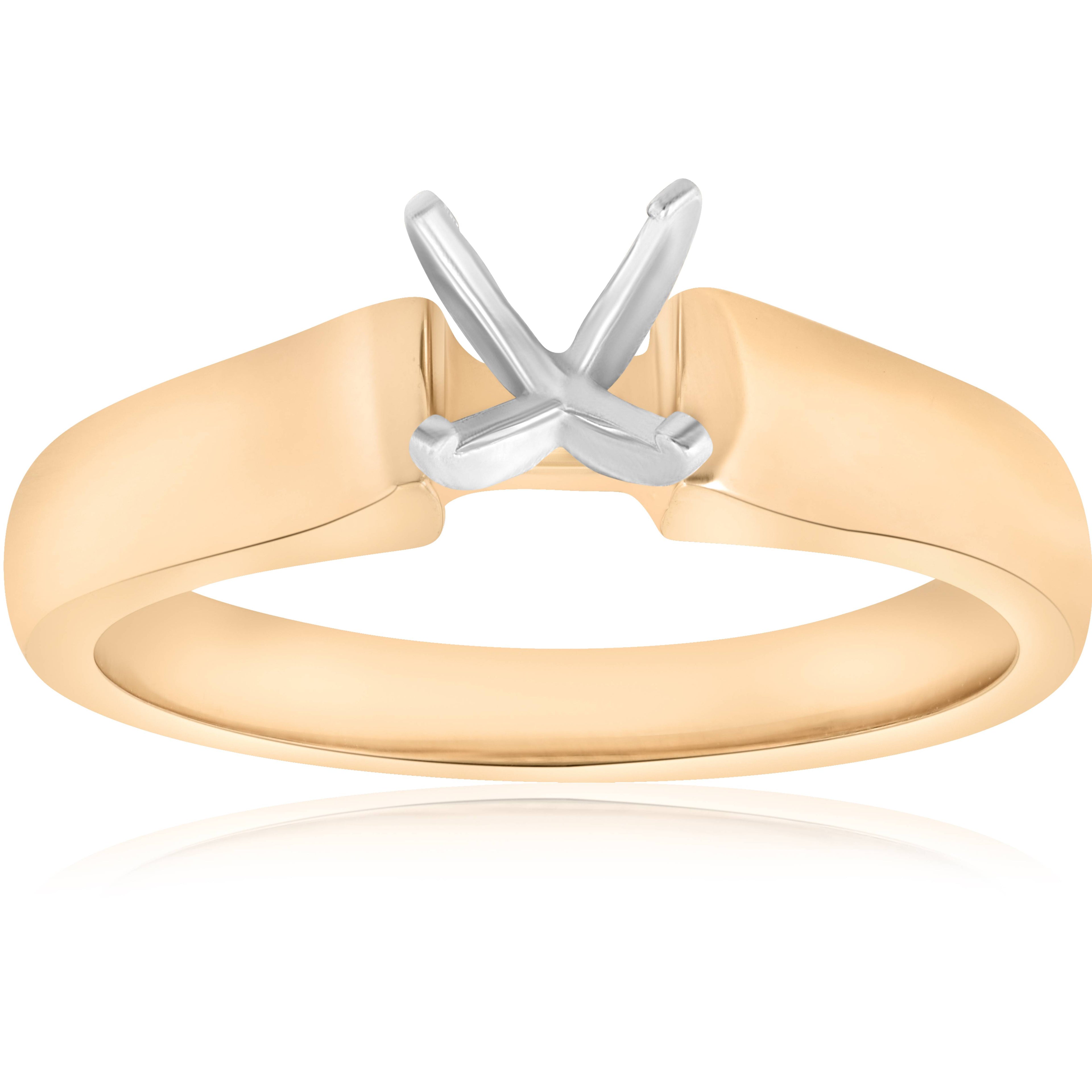 14K Yellow Gold Cathedral Semi Mount Engagement Ring Setting Size Selectable