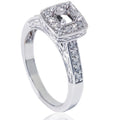 1/4ct Vintage Semi Mount Engagement Ring 14K White Gold Size Selectable