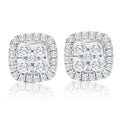 1Ct T.W. Pave Diamond Cushion Halo Studs 10k Yellow Gold Lab Grown Earrings