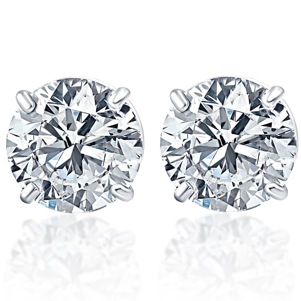 1.25Ct Round Brilliant Cut Natural Quality VS2-SI1 Diamond Stud Earrings in 14K Gold Basket Setting