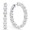 6Ct TW Oval Diamond Inside Outside Hoops Vault Lock 14k White Gold Lab Grown Size: 1" Tall