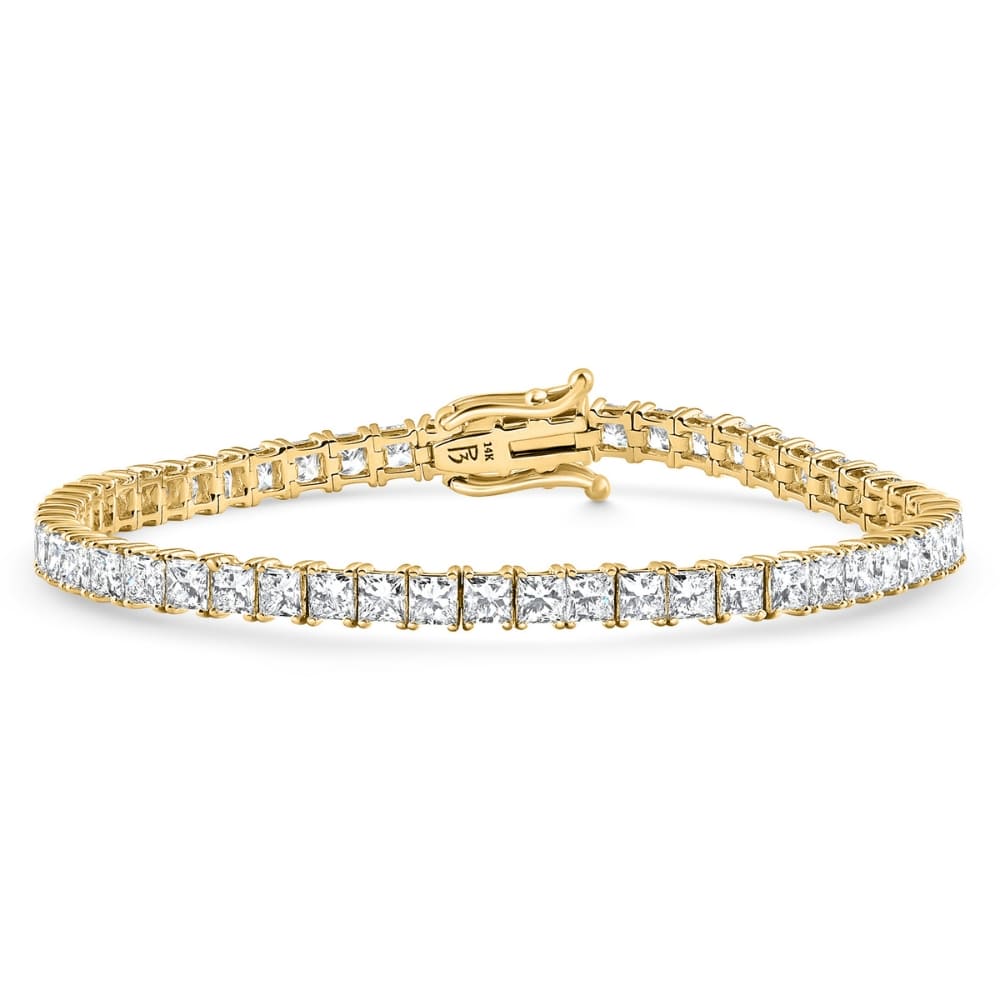 9.20Ct Princess Cut Diamond 7" Tennis Bracelet 14k Gold Lab Grown