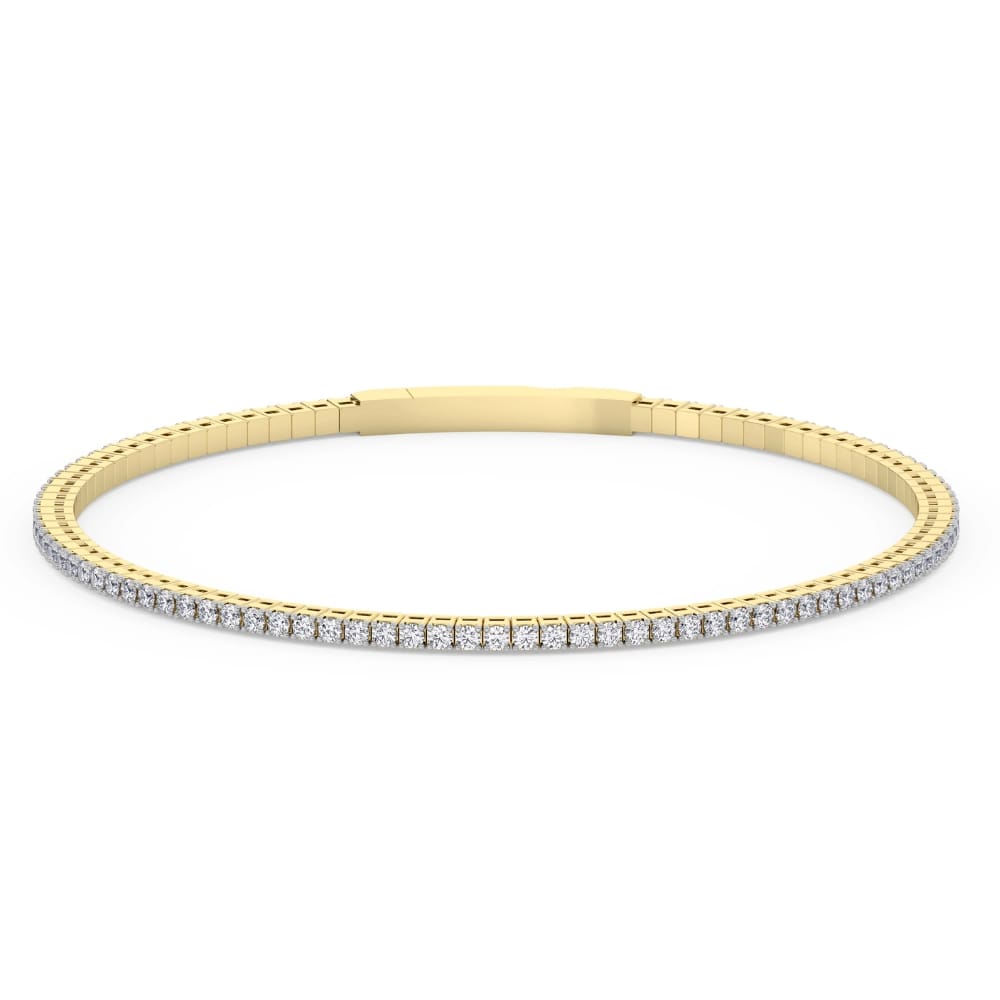 1Ct Diamond Flexible Oval Bangle Women's Bracelet 14k Yellow Gold Lab Grown Size: 6.75