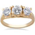 3 1/2ct Diamond 3-Stone 14k Yellow Gold Engagement Ring Lab Grown