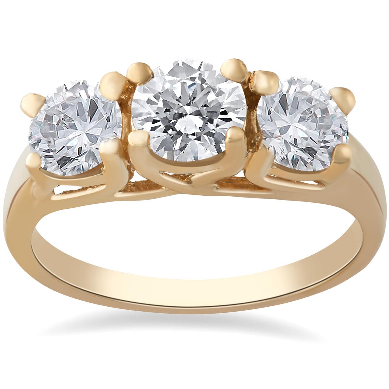 3 1/2ct Diamond 3-Stone 14k Yellow Gold Engagement Ring Lab Grown