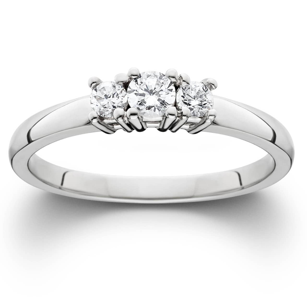 1/4ct White Gold Three Stone Diamond Engagement Ring Size Selectable