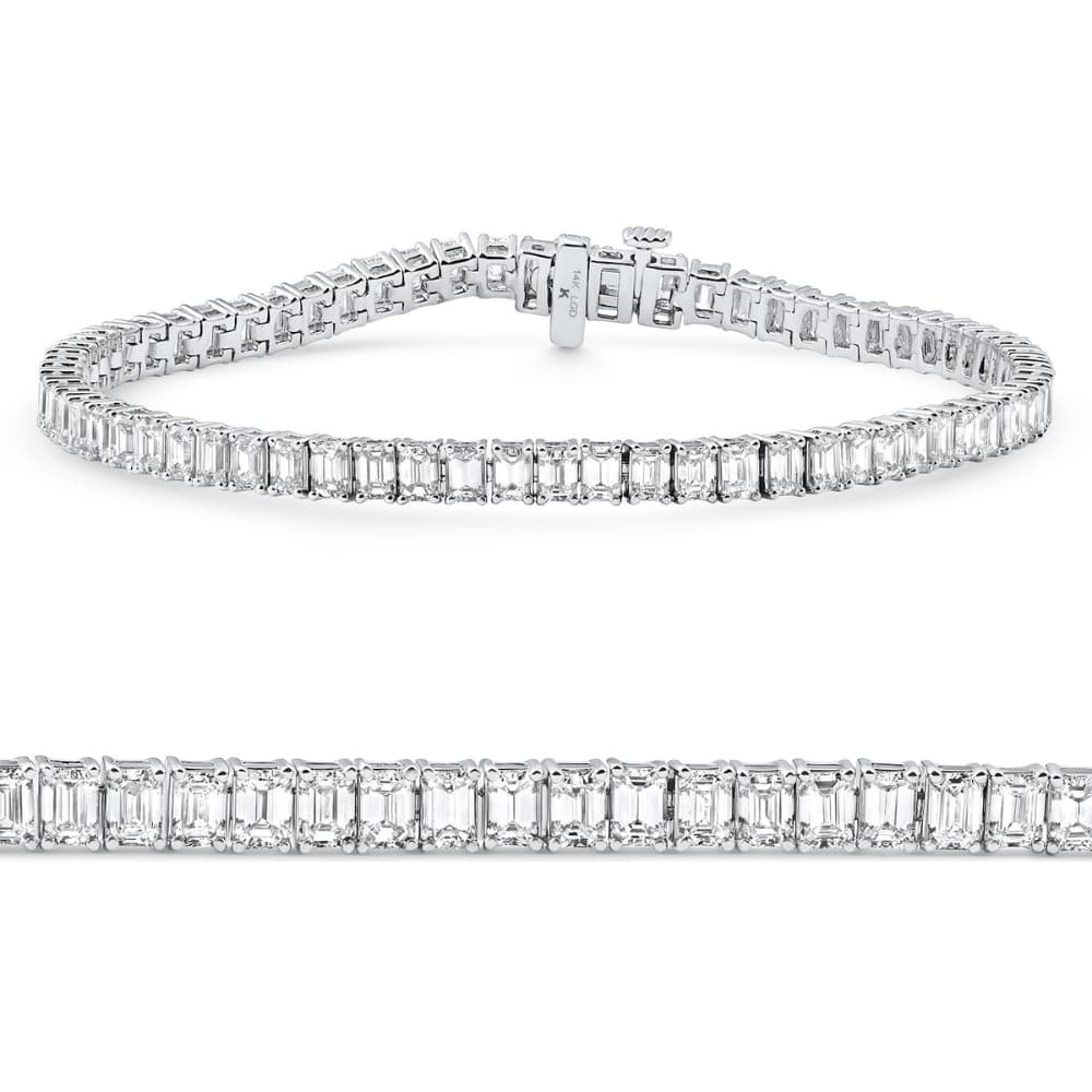 7Ct Emerald Cut Diamond Tennis Bracelet 7" 14k White Gold Size: Medium