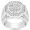 3Ct Men's Diamond Hexagon Cluster Ring 10k White Gold