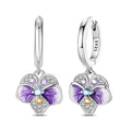 Violet Blossom Crystal Flower Hoop Earrings