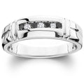 1/3ct Black & White Diamond Mens Wedding Ring 10K White Gold Size Selectable