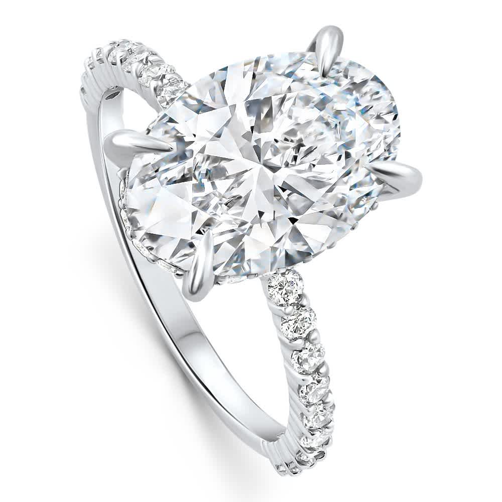 Certified 4.55Ct Oval Diamond Side Halo Engagement Ring 14k White Gold Lab Grown Size: 7