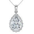 Certified 3.40Ct Pear Shape Diamond Halo Dangle Penadnt 14k Gold Lab Grown 1"