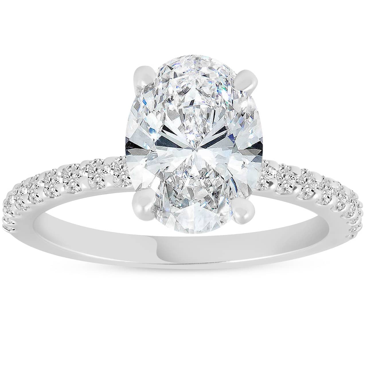Certified 3 3/8Ct Oval Diamond Engagement Ring Hidden Halo Lab Grown White Gold