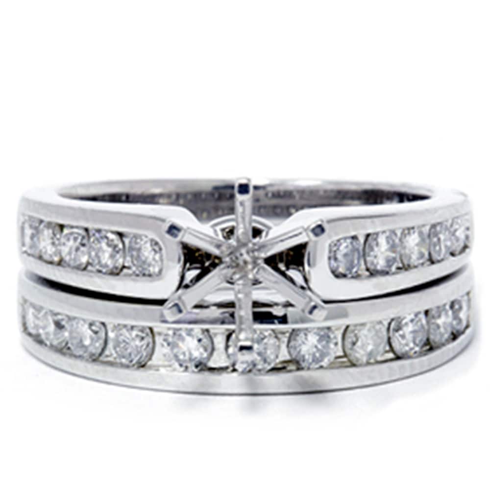 1ct Diamond Engagement Matching Wedding Ring Setting 14K White Gold Size Selectable