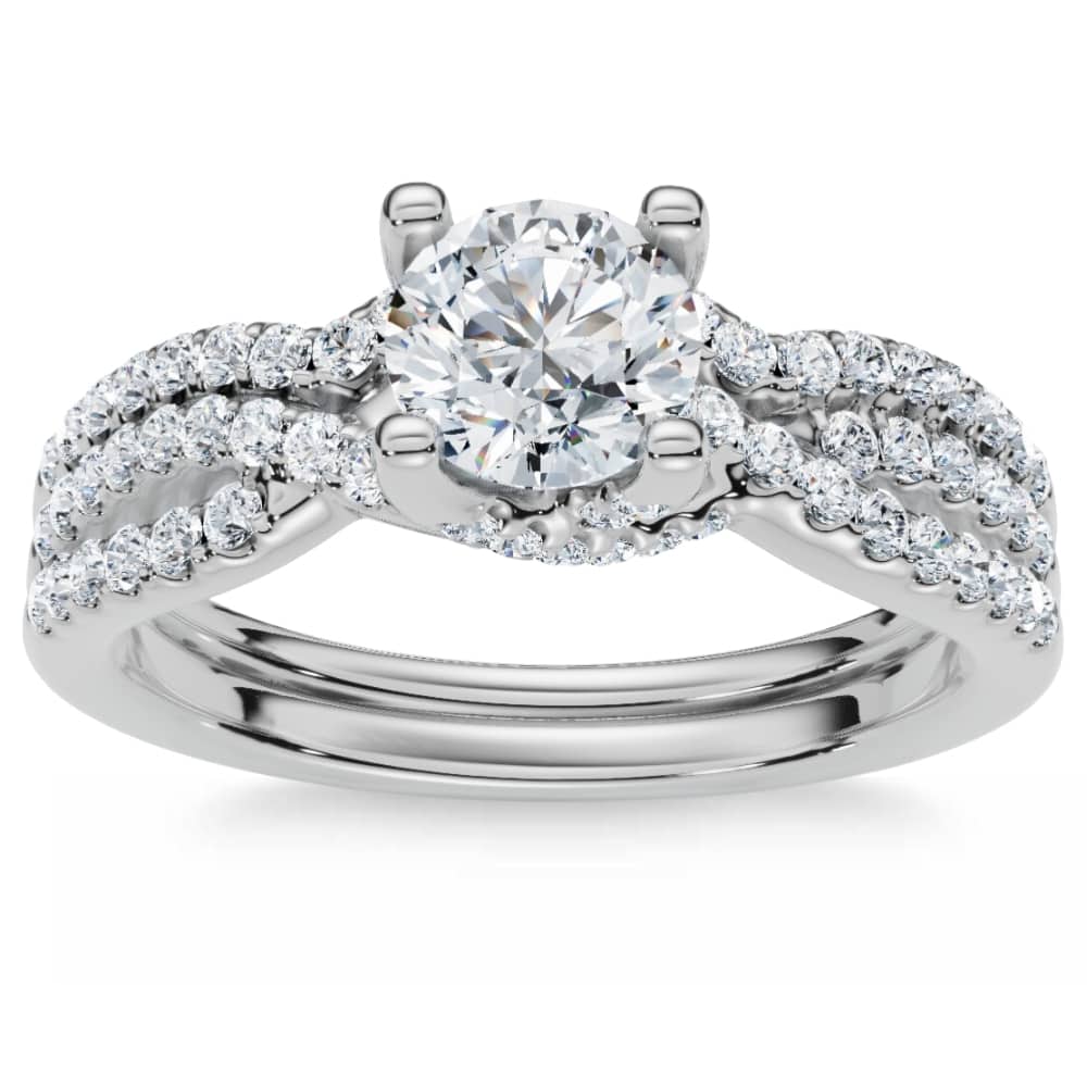 1ct Infinity Diamond Engagement Wedding Ring Set 14K White Gold Size Selectable