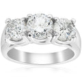2 3/4ct Three Stone Diamond Engagement Ring 14K White Gold Size Selectable